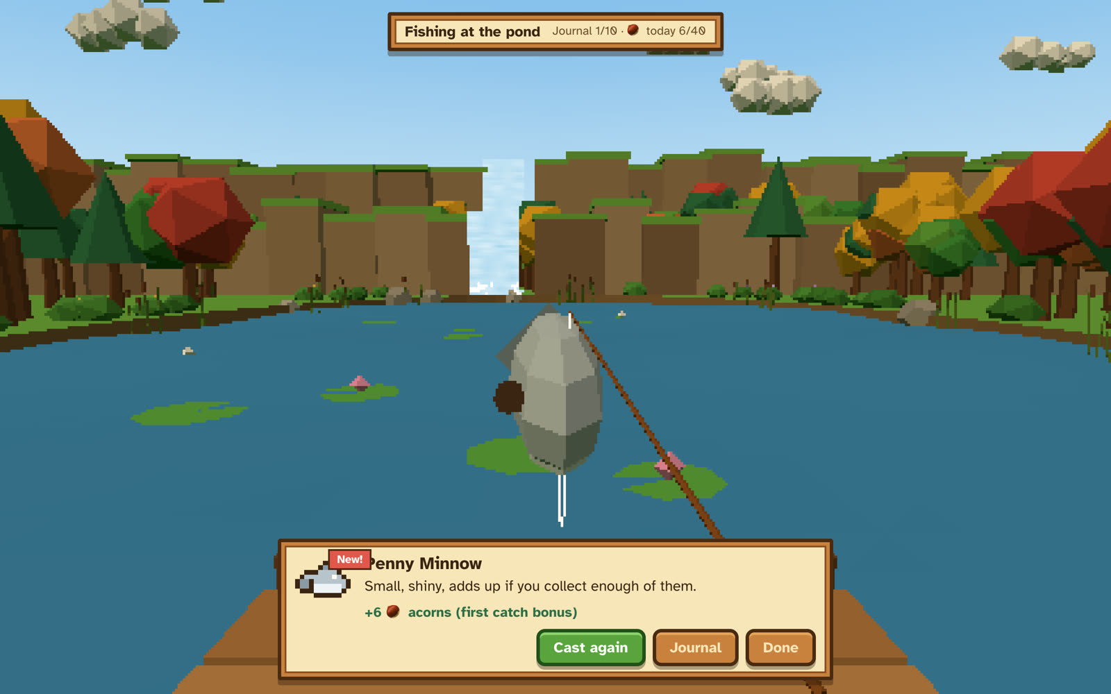 A caught fish leaping out of the pond